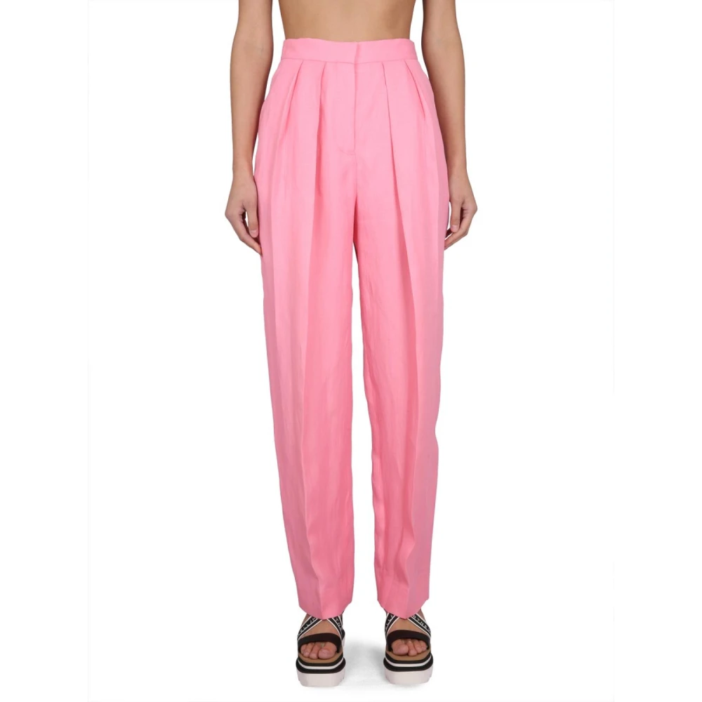 Stella Mccartney Pink Wide Leg Pleated Trousers - Female - Wide Trousers - M - Trousers
