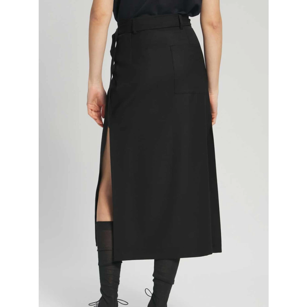 Barena Venezia Grijze Wollen Wikkel Midi Rok Black Dames