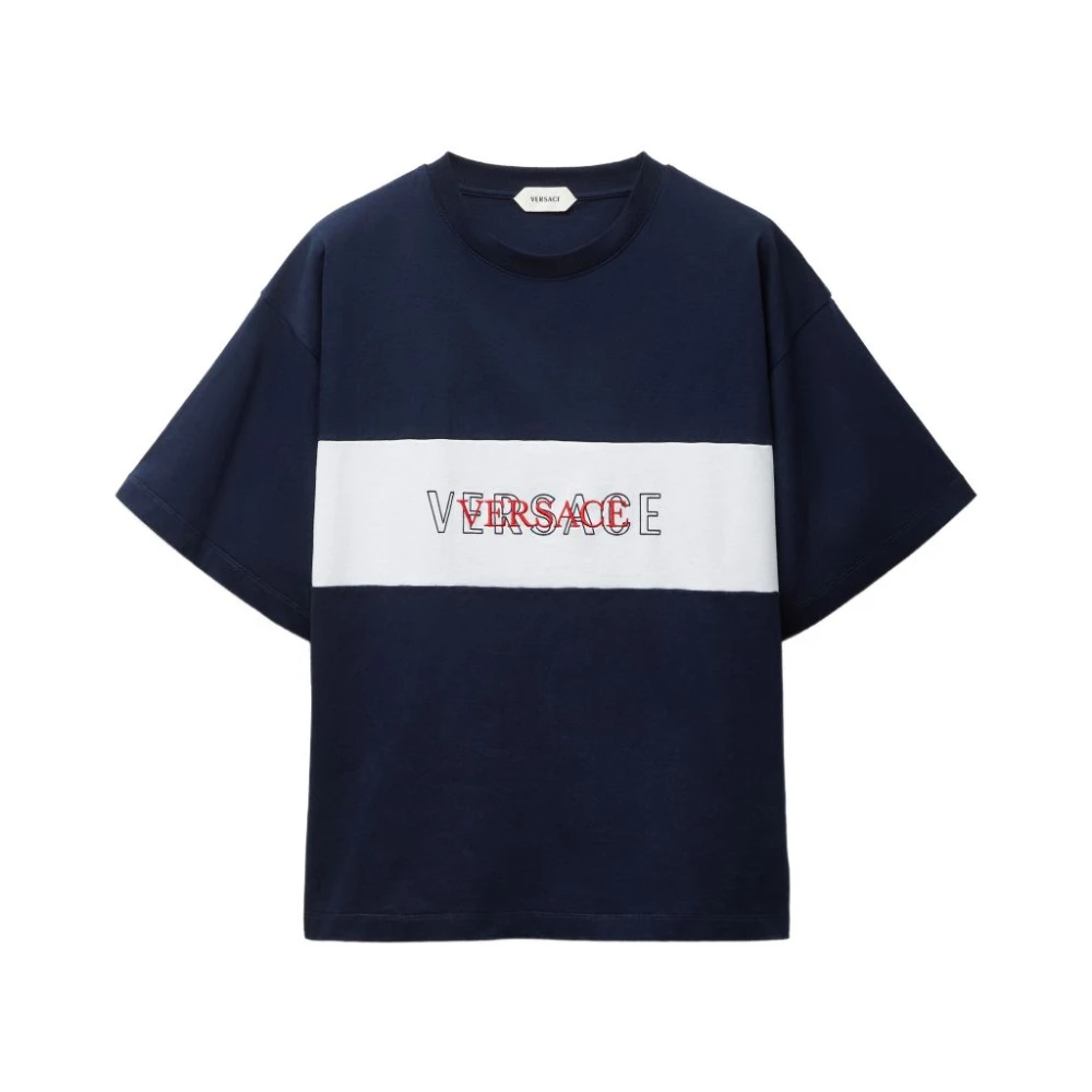Versace Mannelijk Blauw Tops Heren, M, Nylon, T-Shirts En Poloshirts