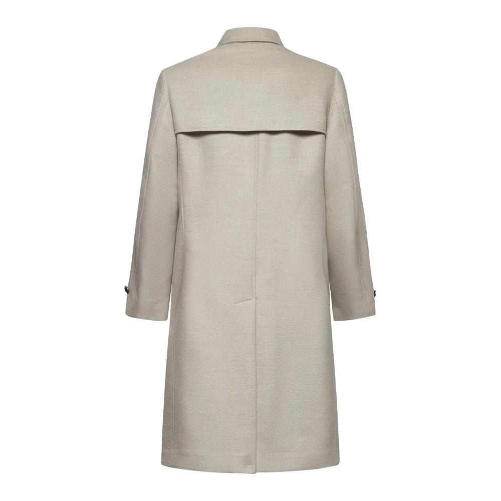BRUNELLO CUCINELLI Beige Wol Double-Breasted Jas Beige Heren