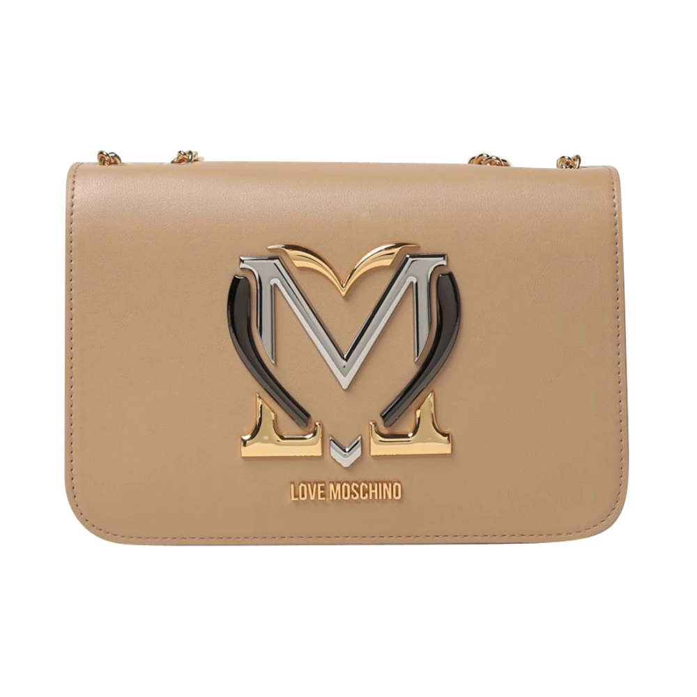 Love Moschino Beige Schoudertas met Kettingband Beige Dames