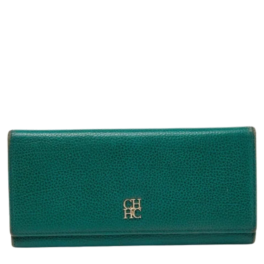 Carolina Herrera Pre-owned Leather wallets Green Dames