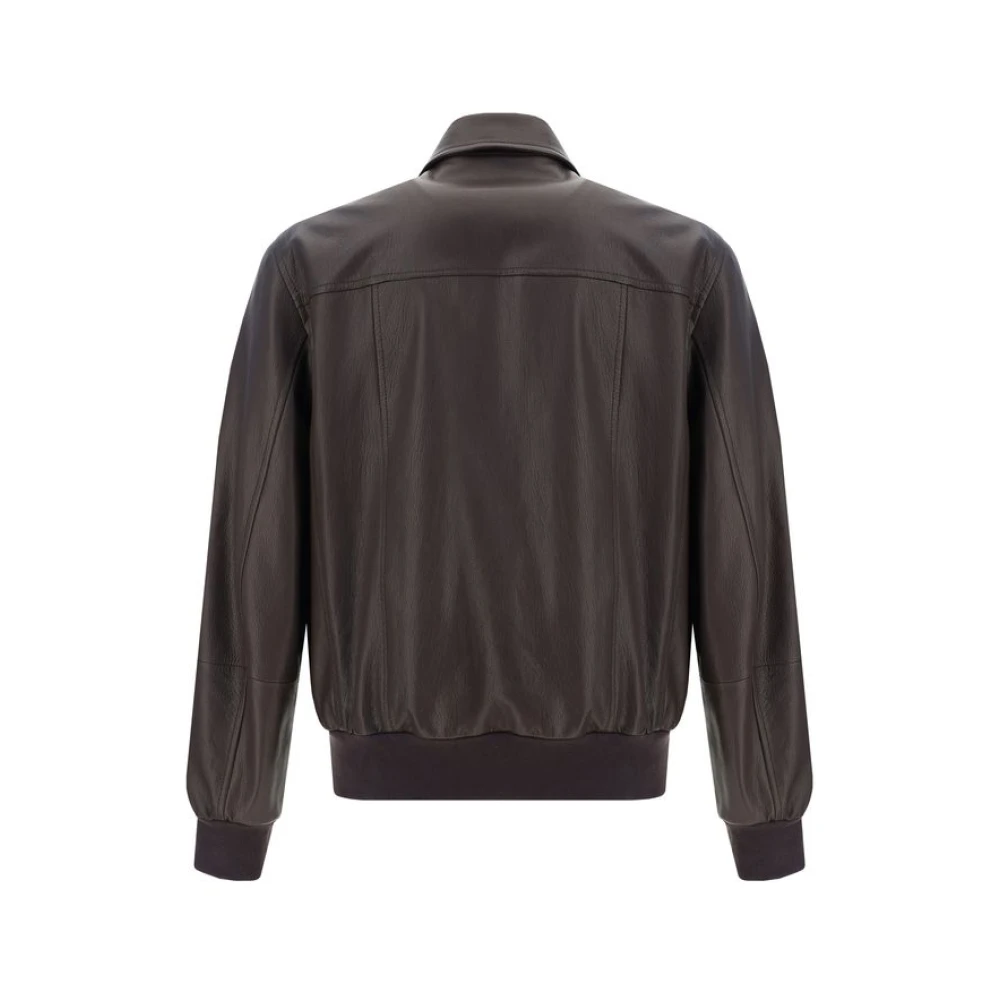 BRUNELLO CUCINELLI Klassieke Leren Jas Brown Heren