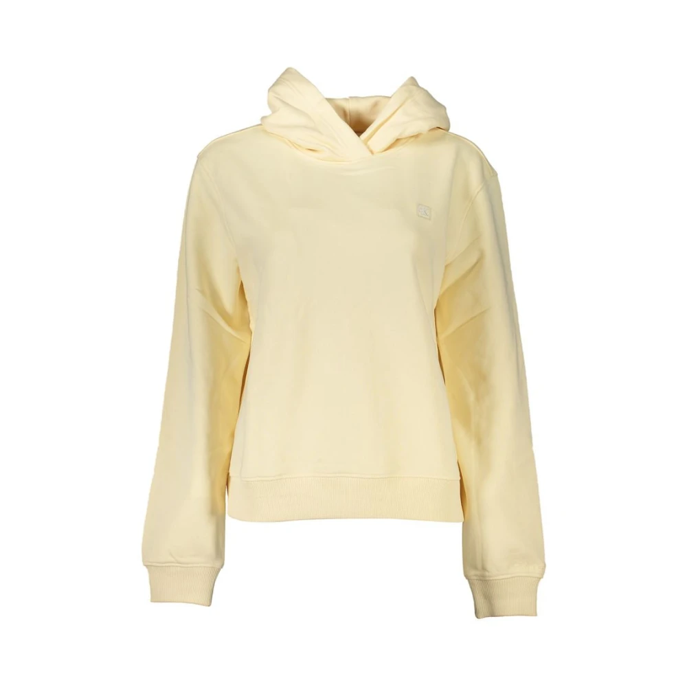 Calvin Klein Women's Beige Brushed Logo Hooded Sweatshirt