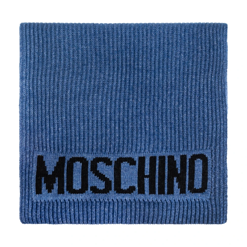 Moschino Sjaal met logo Blue Unisex