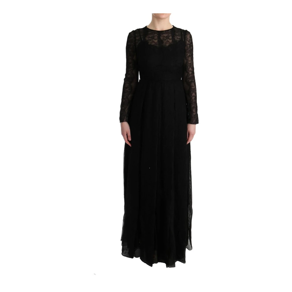 Dolce & Gabbana Women's Black Maxi Dresses,, Logo Sheath Dress 2XS