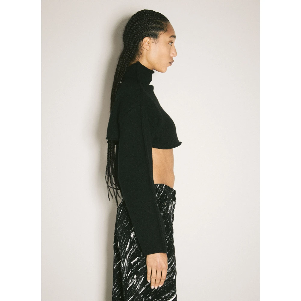 Marni Wollen Turtleneck Cropped Sweater Black Dames