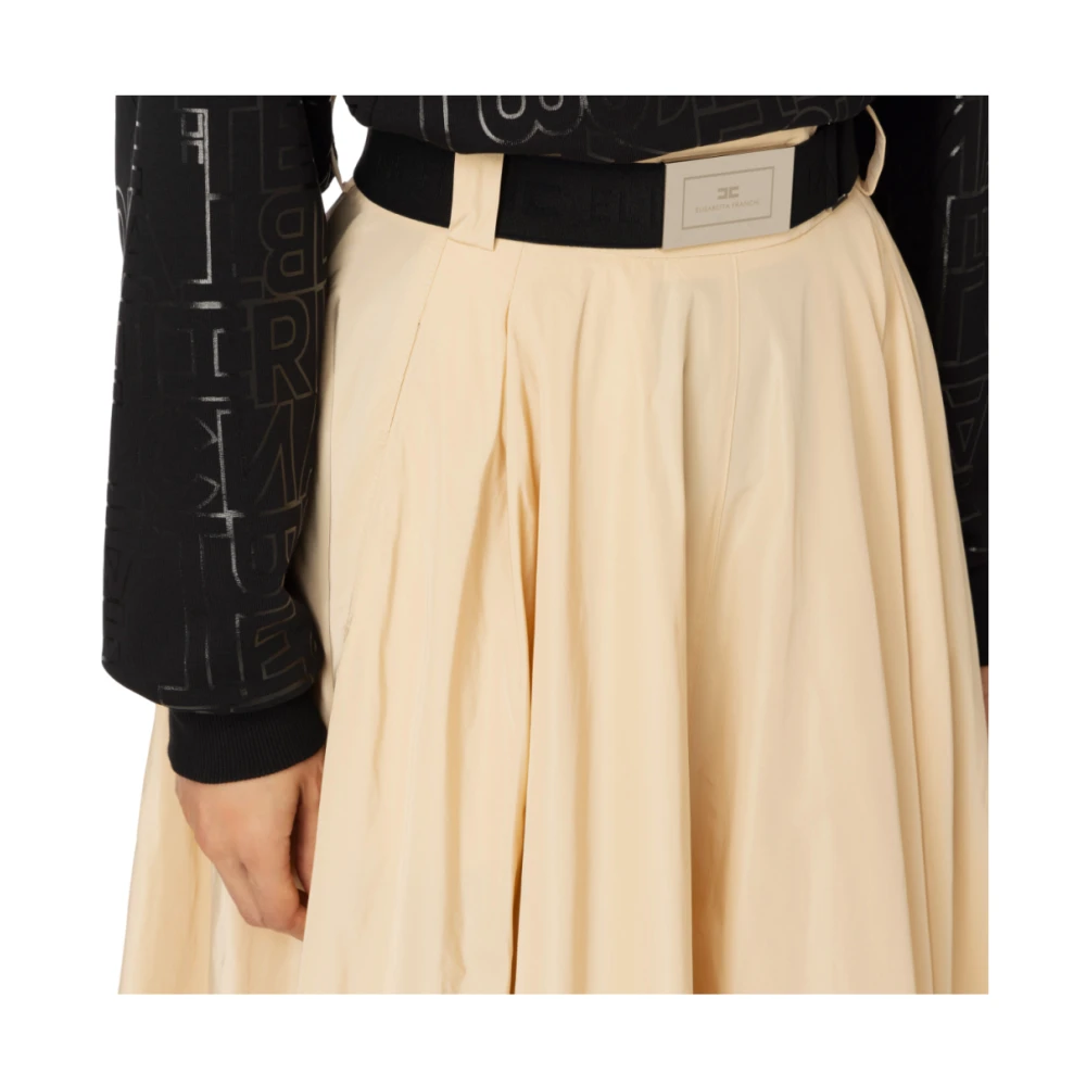 Elisabetta Franchi Midi rok in lichtgewicht technisch nylon Beige Dames