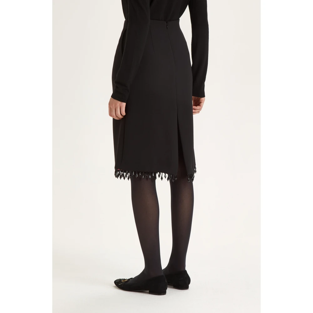 Maliparmi Geborduurde Franjes Midi Rok Black Dames