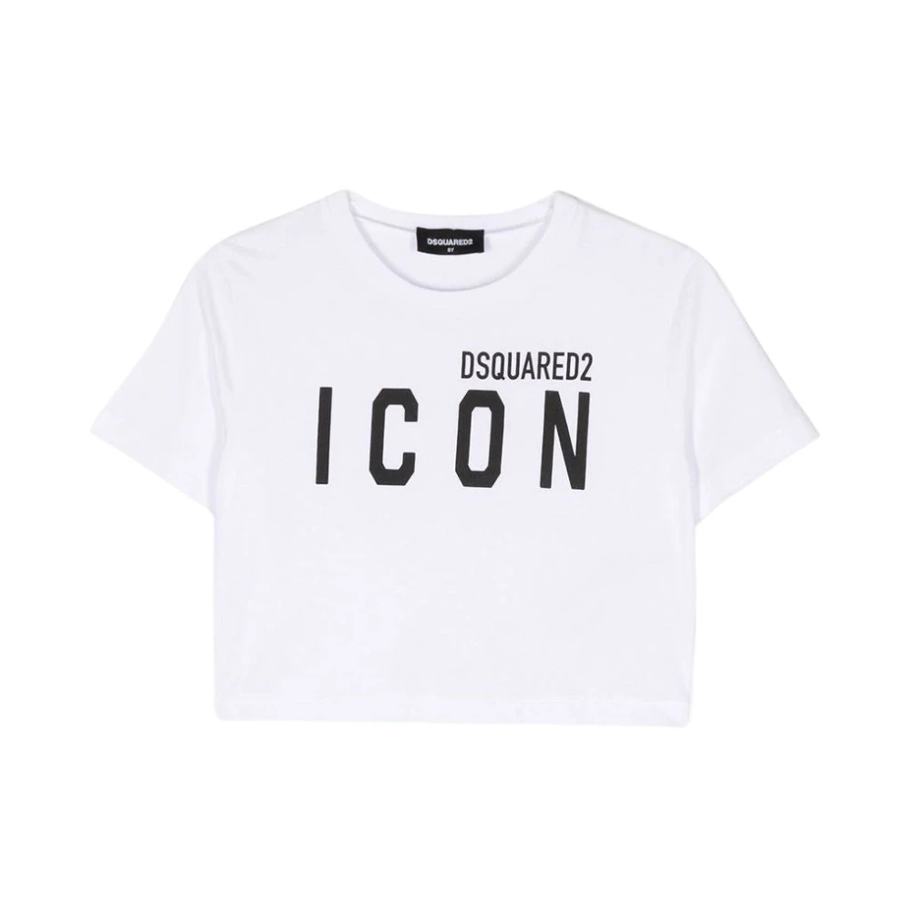 Dsquared2 Cropped Icon T-shirt White, Flicka