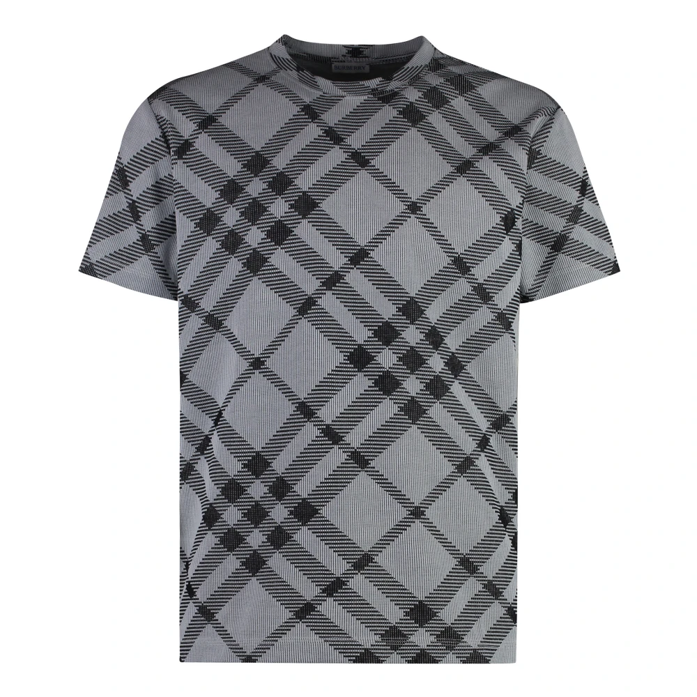 Burberry Katoenen Crew-Neck T-shirt met Motief Gray Heren