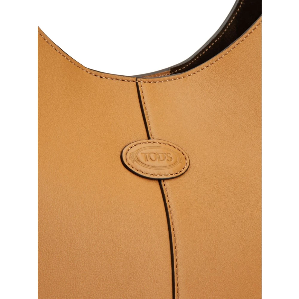 TOD'S Bruin leren schoudertas met logopatch Brown Dames