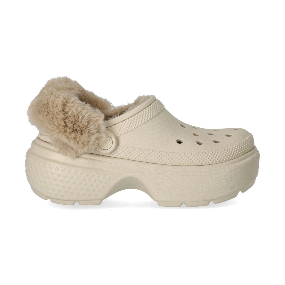 Crocs Women's Beige Stomp Lined Stucco Clog - Clogs - 6 Uk - Shoes