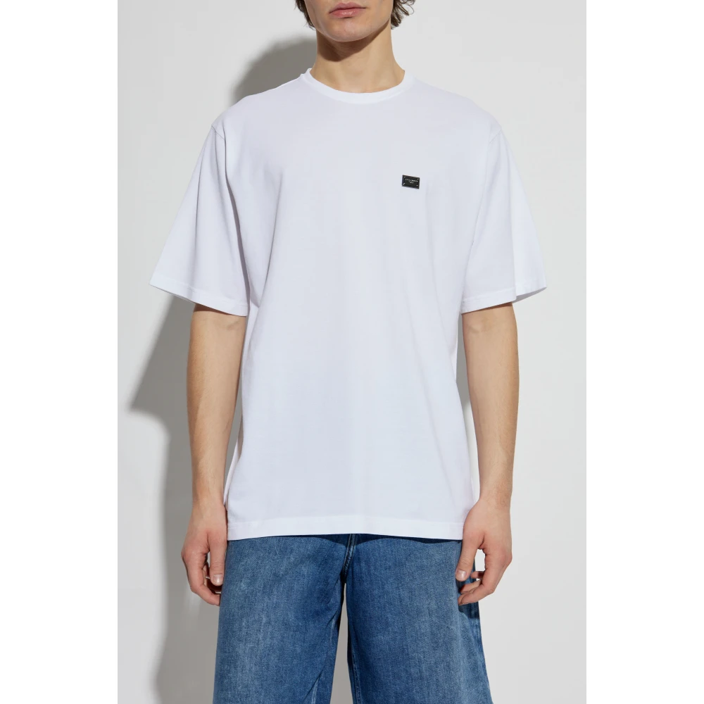 Dolce & Gabbana T-shirt met logoplaatje White Heren