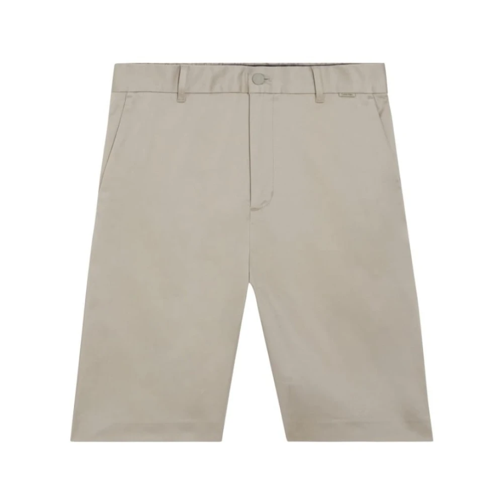 Calvin Klein Heren Regular Straight Sateen Stretch Shorts Beige Heren