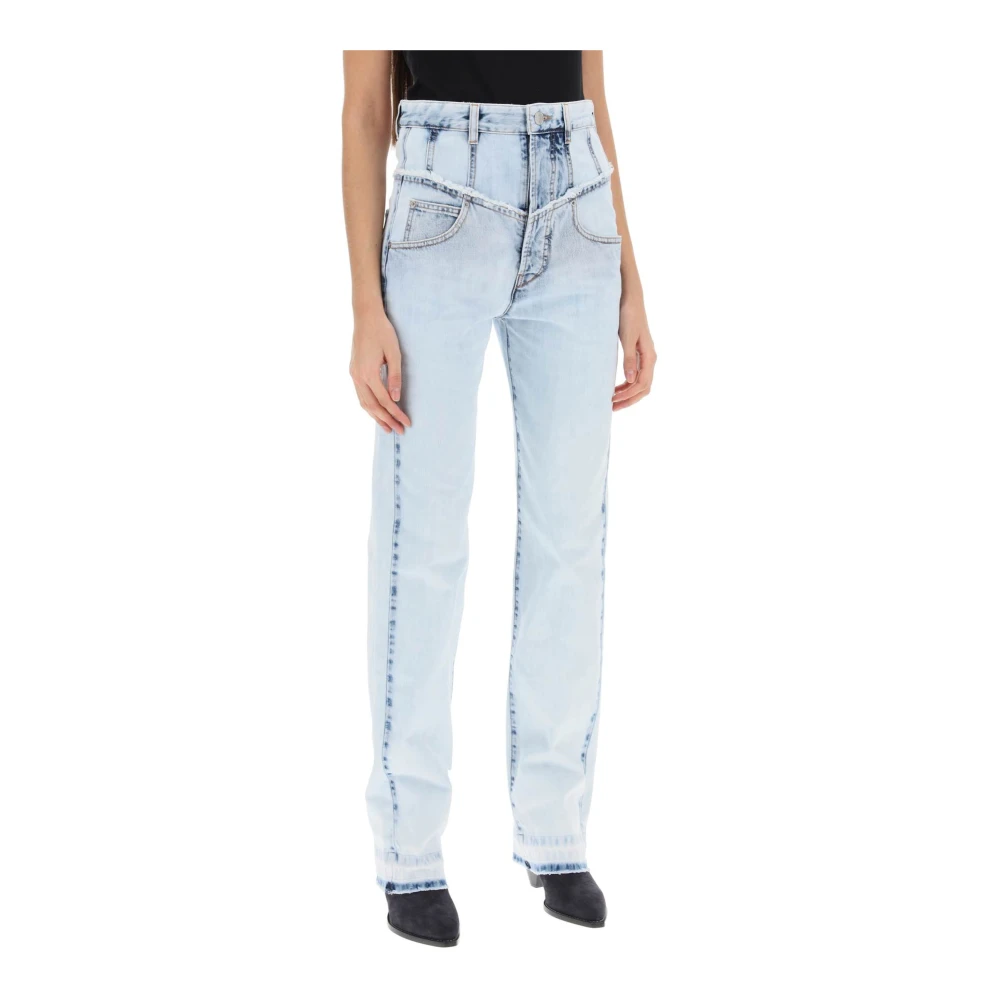 Isabel marant Frayed V-Seam Straight Leg Jeans Blue Dames