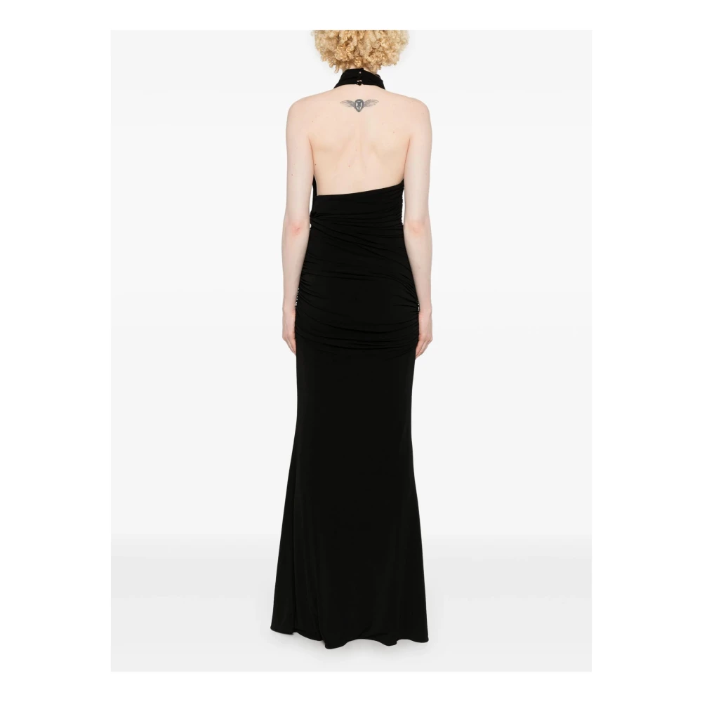 Andamane Zwarte Gerimpelde Maxi Jurk Black Dames