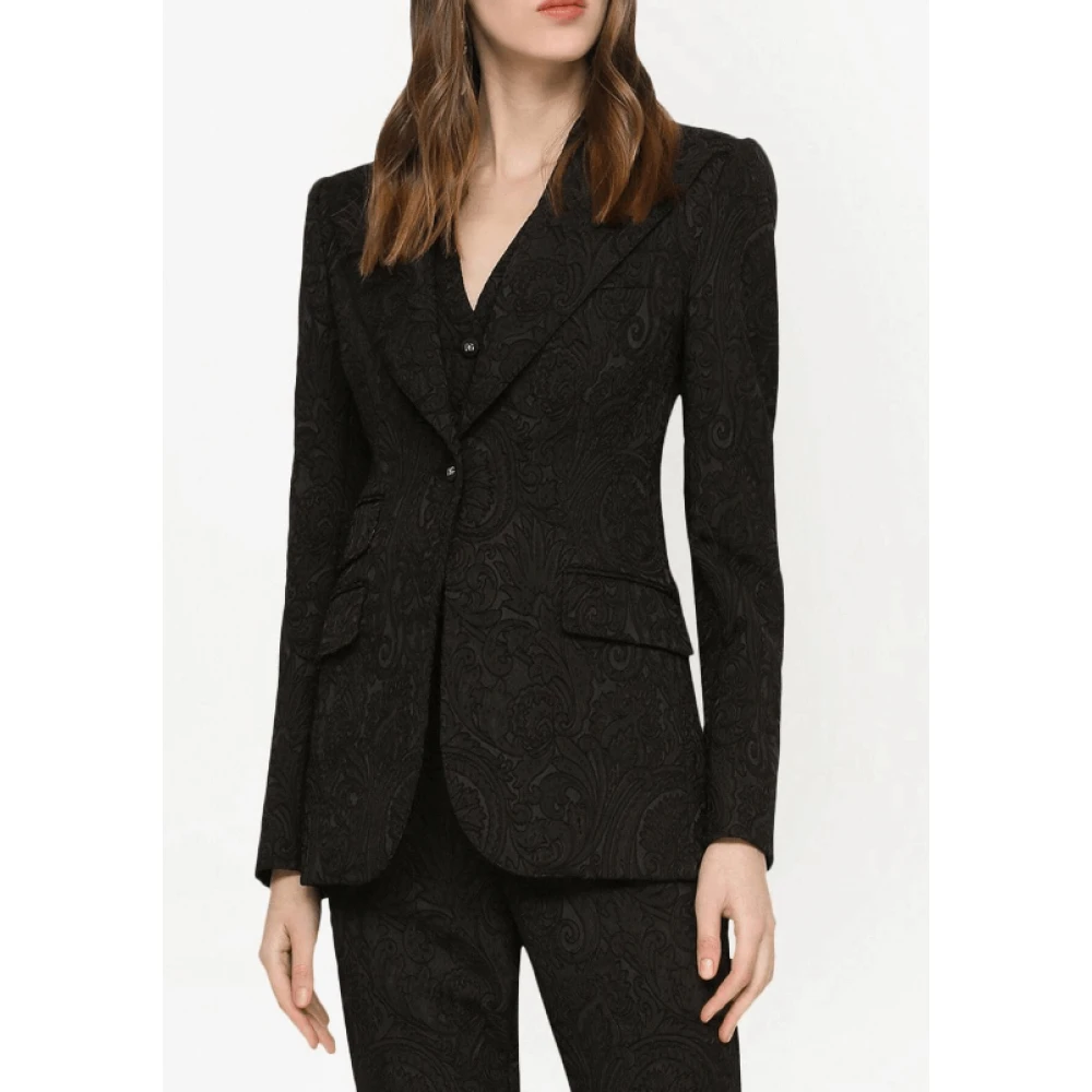 Dolce & Gabbana Tijdloze zwarte brokaateffect blazer Black Dames