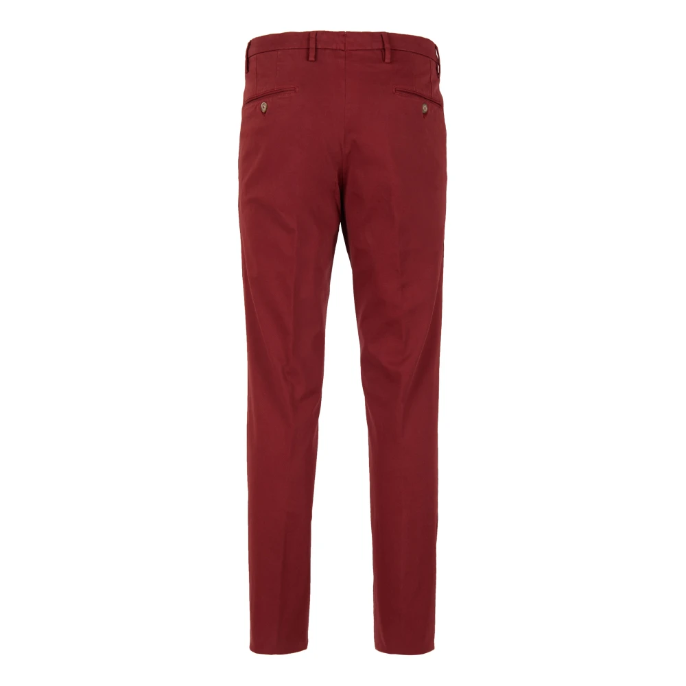 Gallo Lange effen bordeauxrode katoenen broek voor heren Red Heren