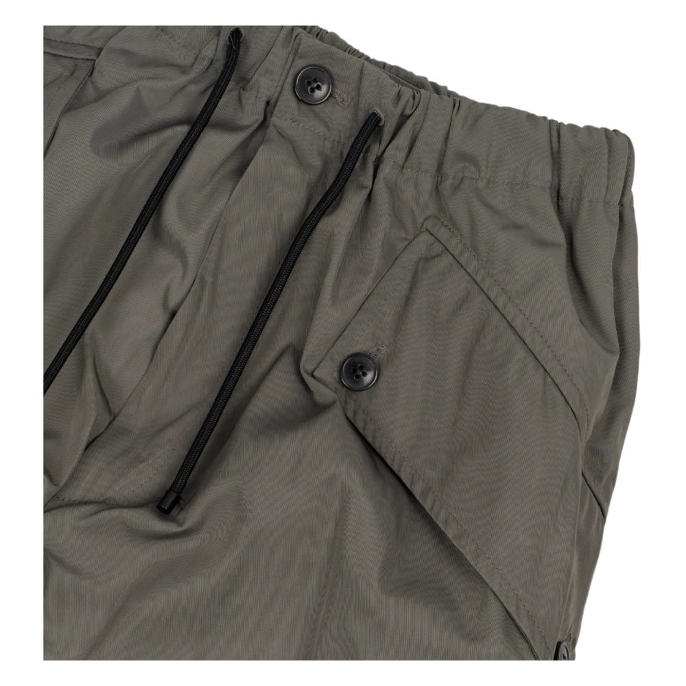 Dries Van Noten Nylon Waterafstotende Cargo Broek Grijs Gray Heren