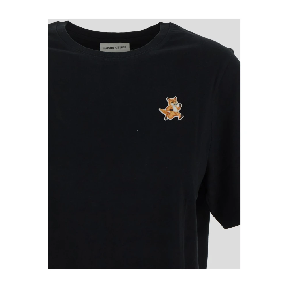 Maison Kitsuné Vos Katoenen T-Shirt Black Dames