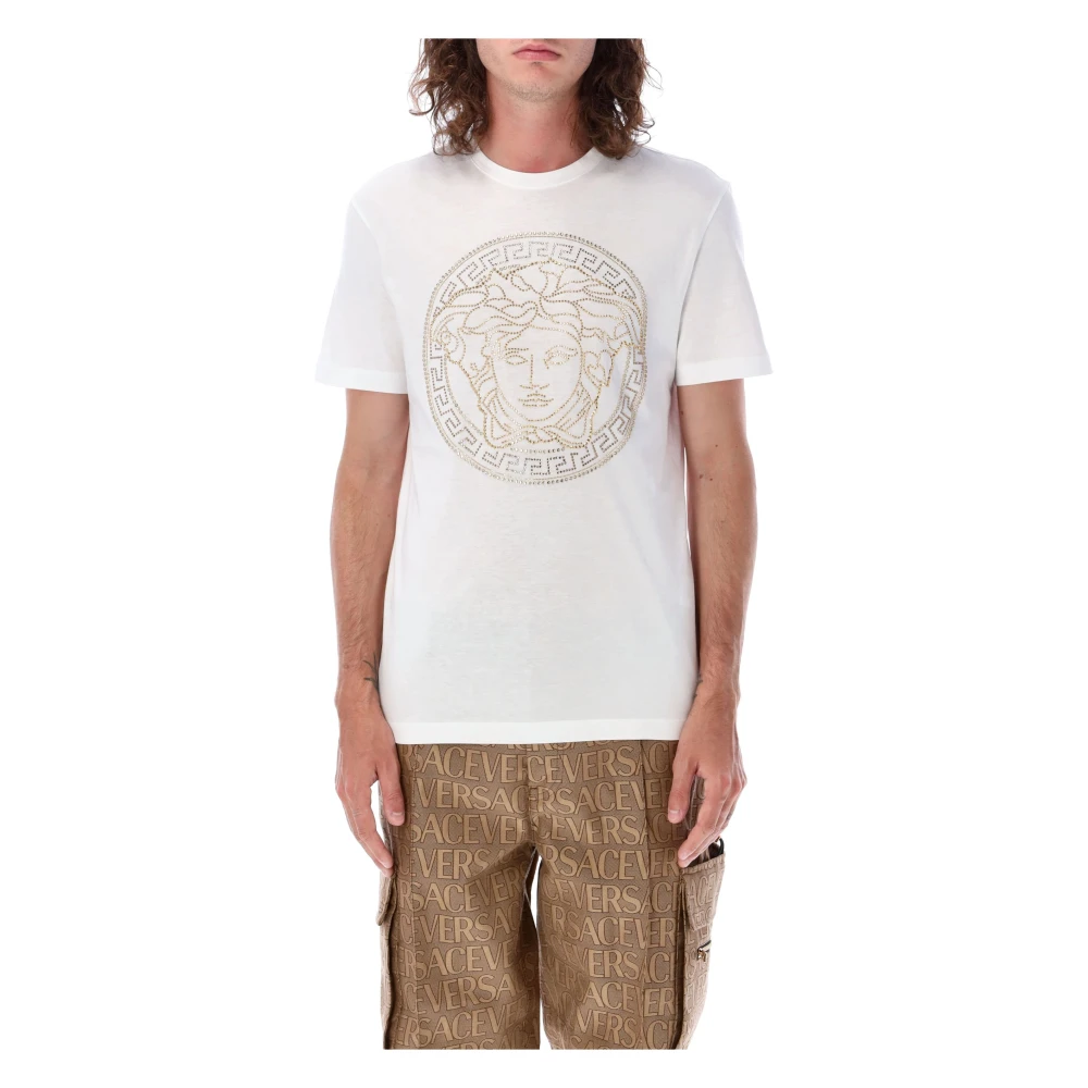 Versace Medusa Micro Studs T-Shirt White Heren