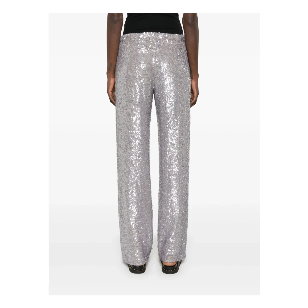P.a.r.o.s.h. Zilveren Paillet Rechte Pijp Broek Gray Dames