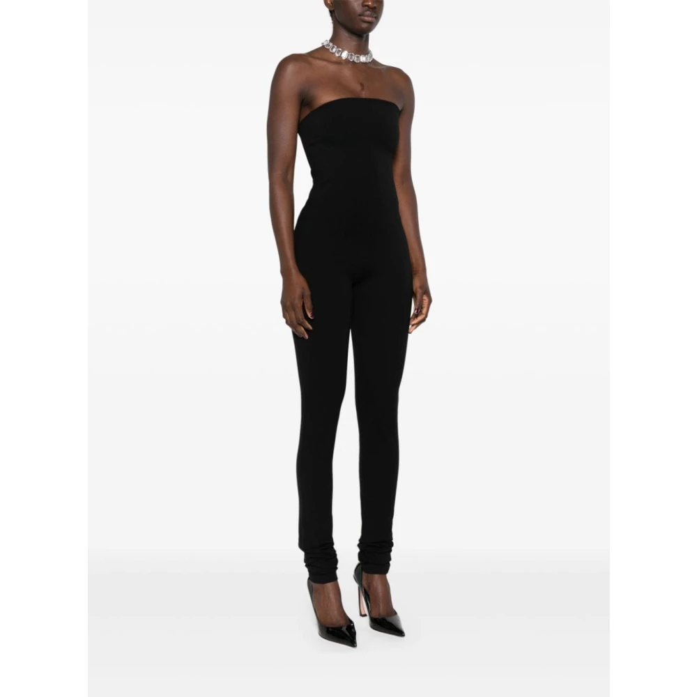 The Attico Zwarte Strapless Skinny Cut Broek Black Dames