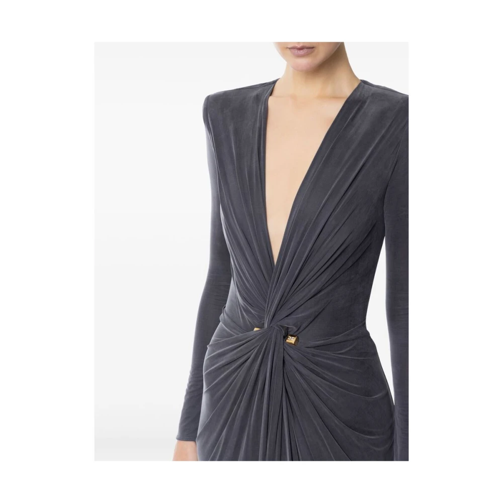Elisabetta Franchi Grijze Diepe V-hals Jurk Gray Dames