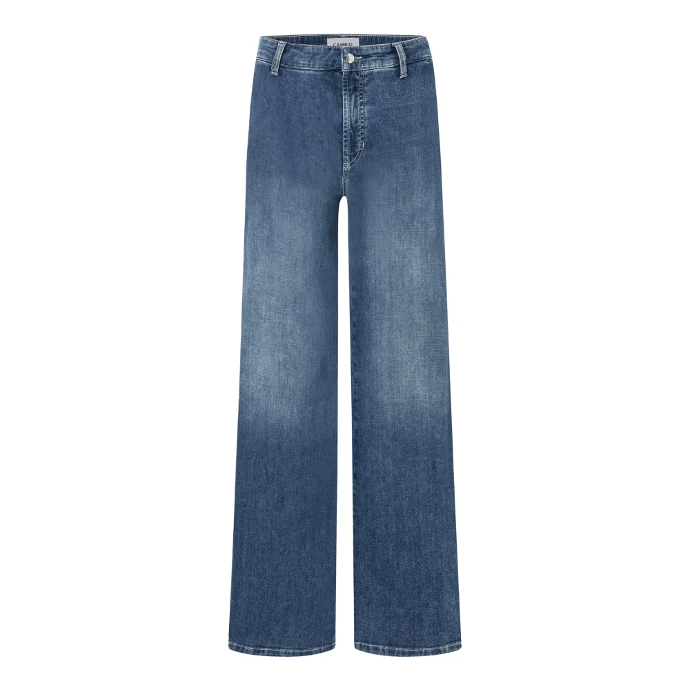 Cambio Women's Blue Wide Jeans, S, Sporty Denim Jeans