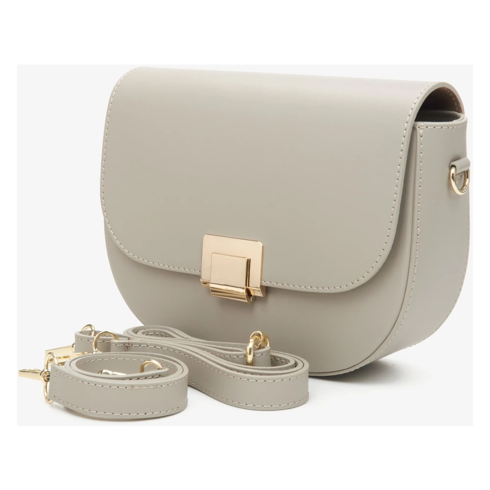 Estro Dames Grijze Halve Cirkel Handtas gemaakt van Italiaans Echt Leer Er00114783 Gray Dames