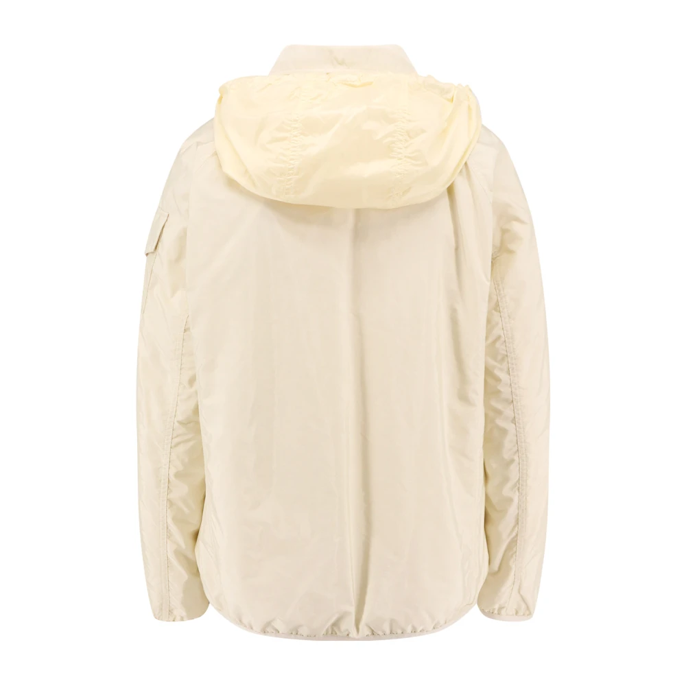 Moncler Nylon Hooded Jas met drukknopen Beige Dames