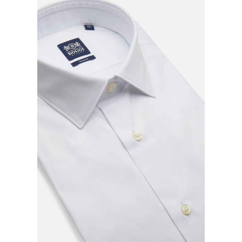 Boggi Milano Slim Fit Stretch Katoenen Overhemd White Heren