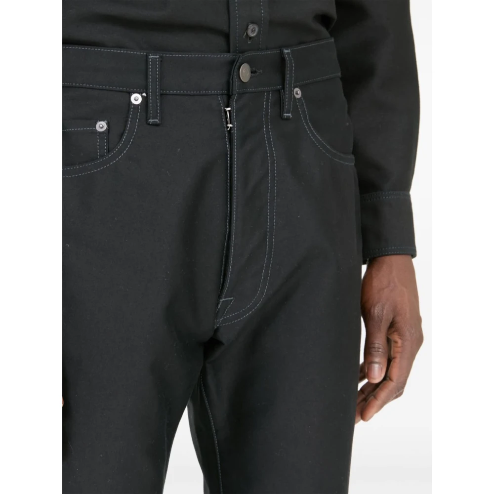 Maison Margiela Zwarte Katoenen Broek met Satijnen Afwerking Black Heren