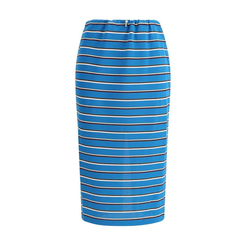 Prada Women's Blue Midi Skirts,, Striped Midi Skirt With Back Slit 2XS