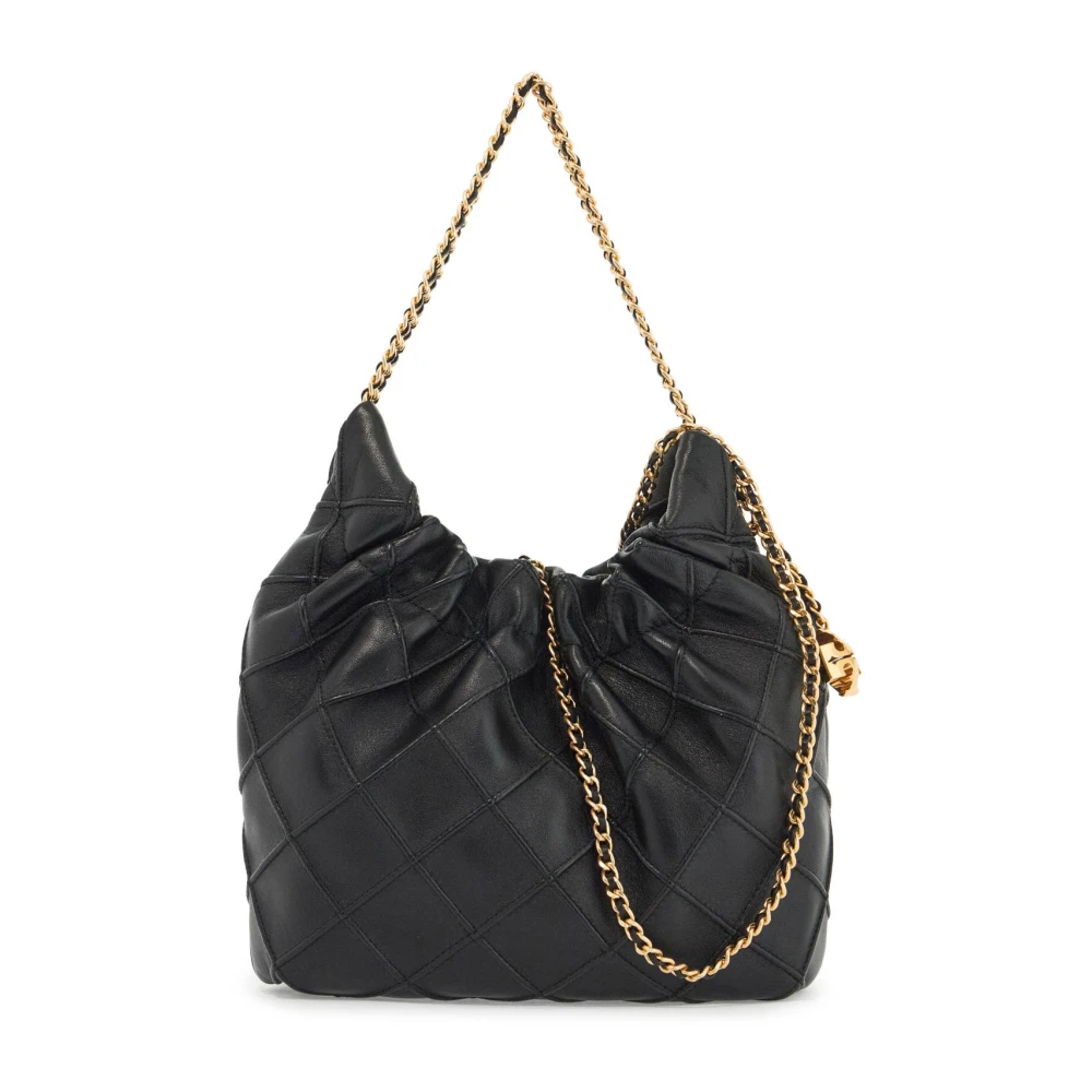 TORY BURCH Gewatteerde Leren Mini Tas met Gerimpelde Rand Black Dames