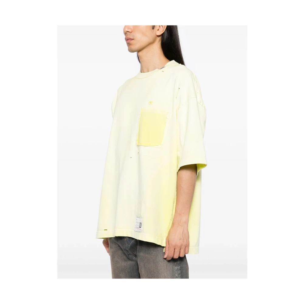 Mihara Yasuhiro Citroengele Geborduurde Logo T-shirt Yellow Heren
