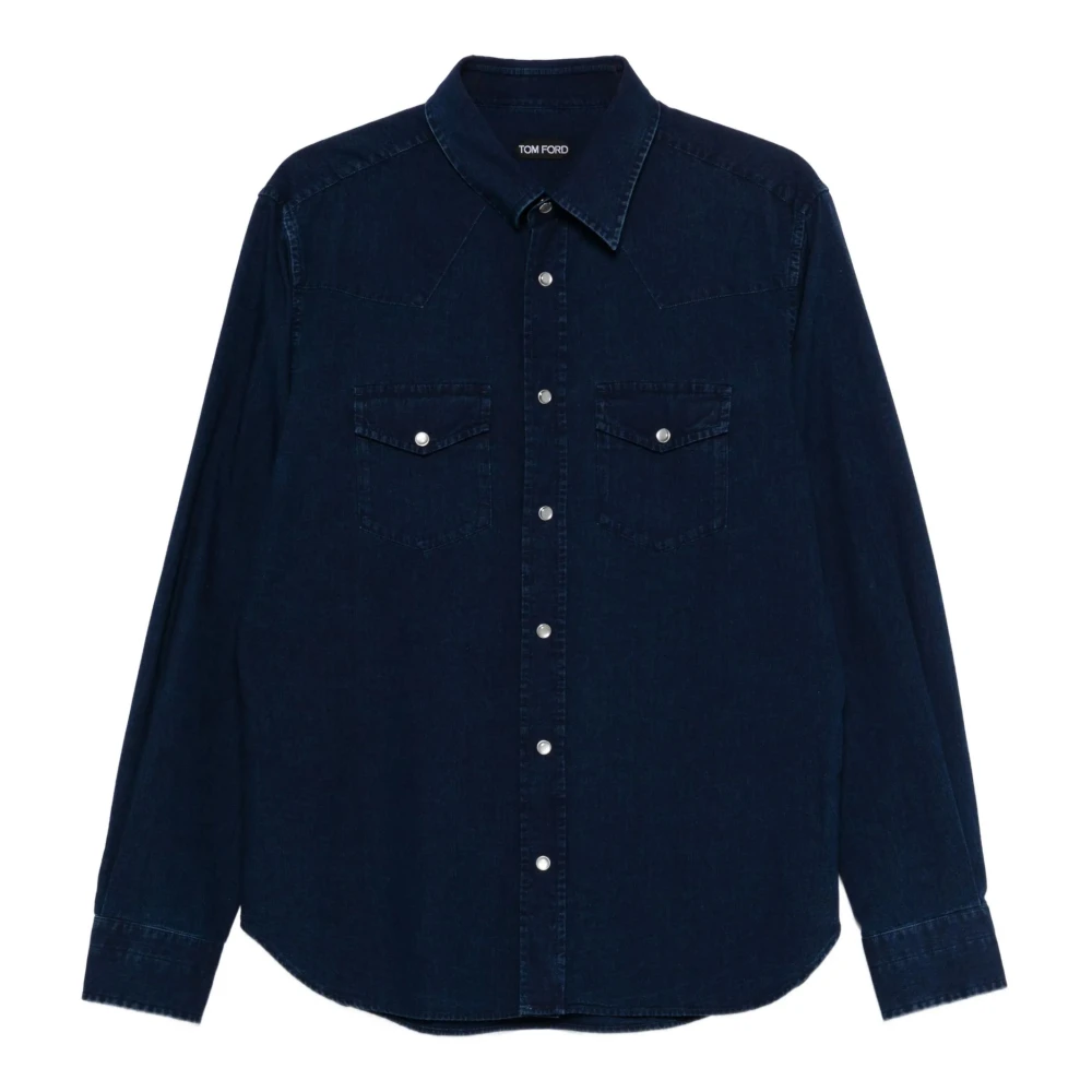 Tom Ford Men's Blue Denim Western Shirt - Denim Shirts - L - Shirts