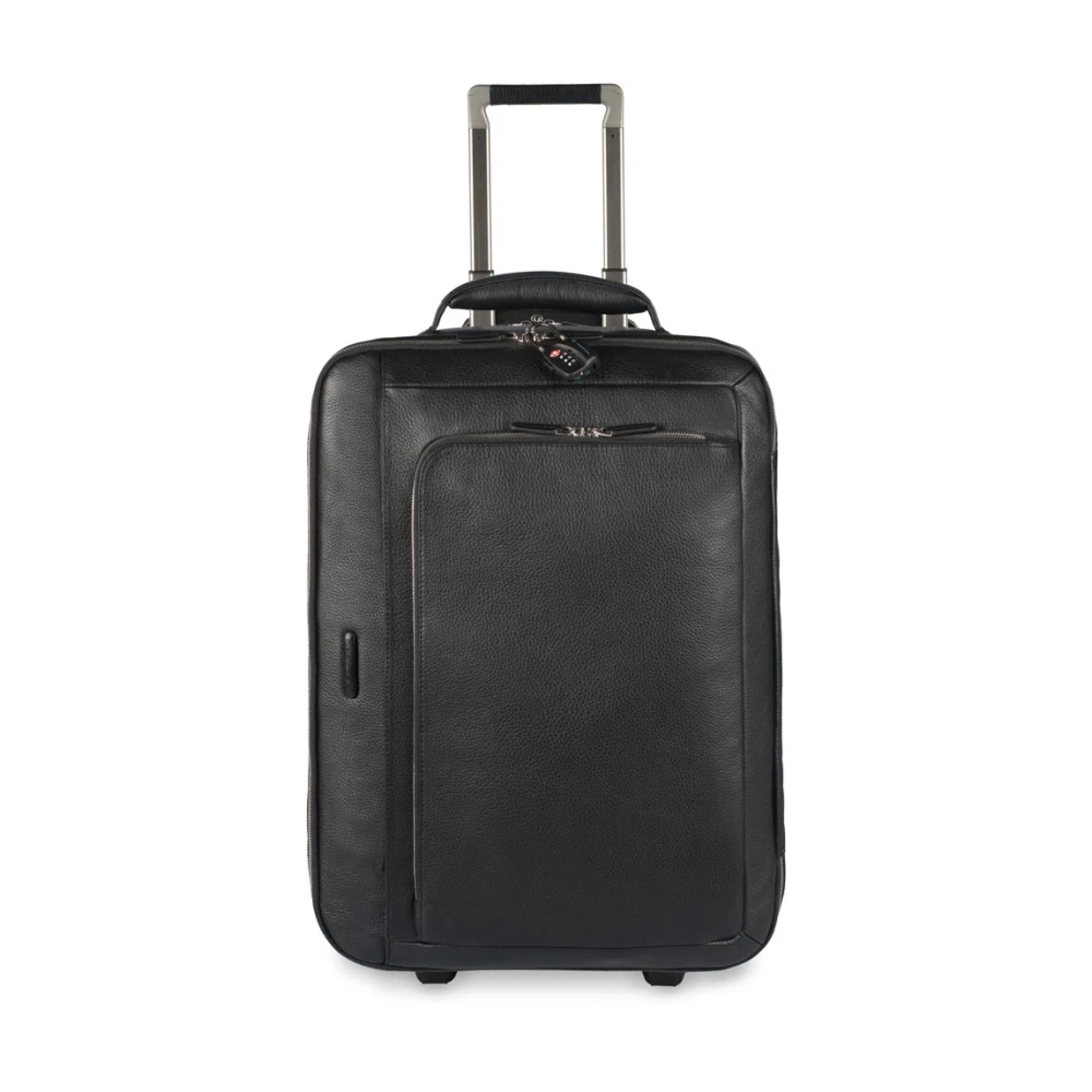 Piquadro Unisex Zwart Koffers One Size, Cabin Trolley With Double Computer And