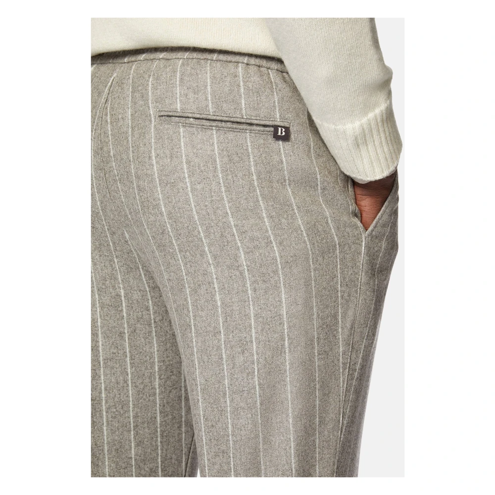 Boggi Milano City Broek in Pinstripe Flanel Gray Heren