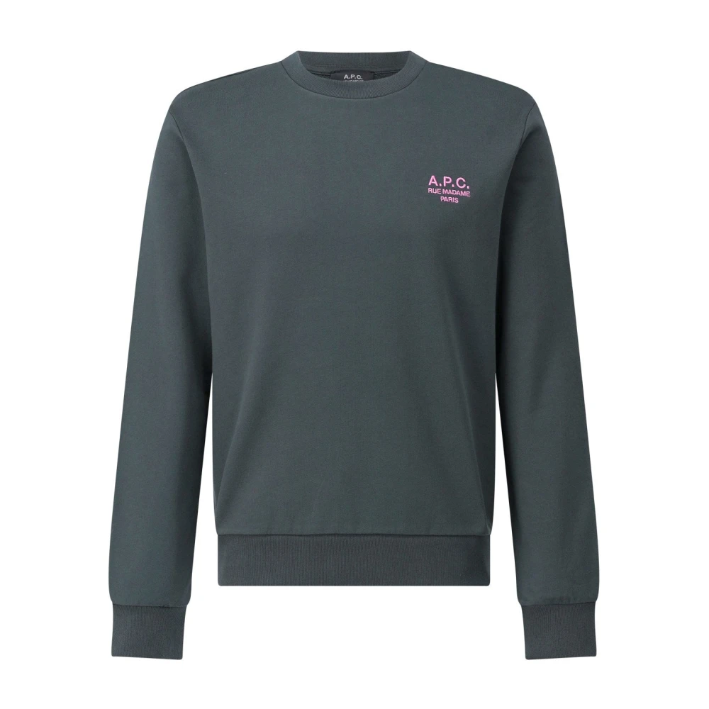 A.p.c. Logo Crew Neck Sweater Green Heren
