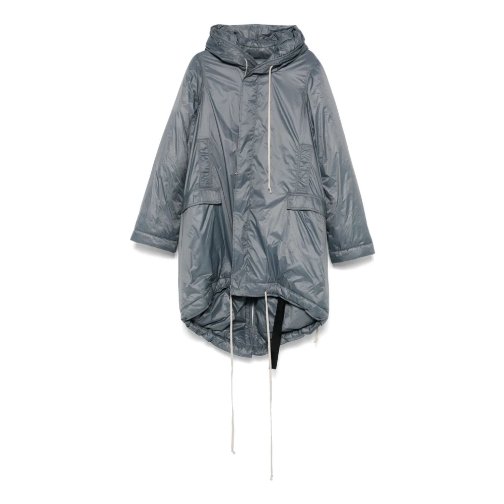 Rick Owens Grijze Fishtail Parka met reliëf afwerking Gray Heren