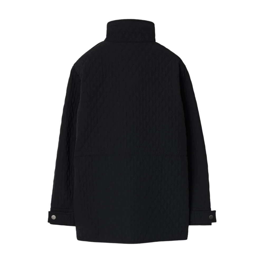 Burberry Zwarte Diamant Gewatteerde Jas Black Dames