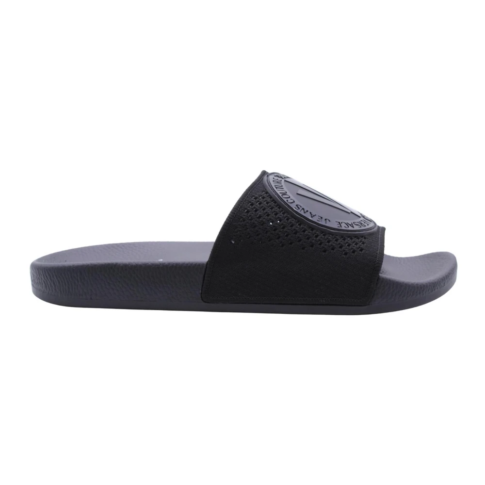 Versace Jeans Couture Men's Black Shoes, Male,, Stylish Sliders For Men Size 5 Uk