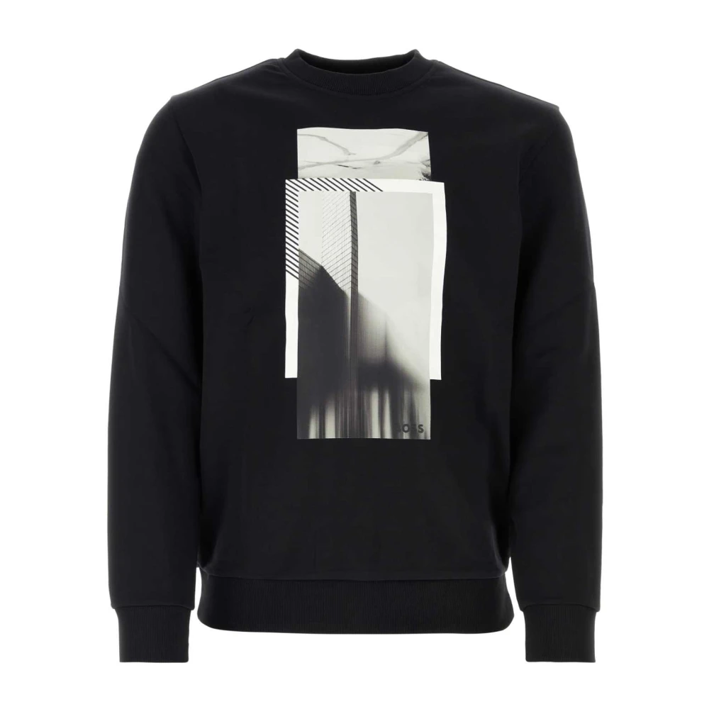 Boss Zwarte stretch katoenen sweatshirt Black Heren