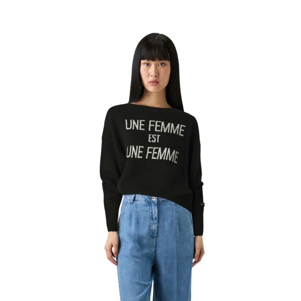 pinko Stijlvolle Gebreide Top Black Dames