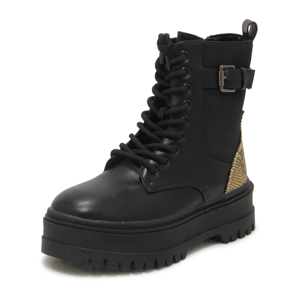 Twinset Black Lace-Up Boots, Female, 3 Uk, 222Tjt010 Anfibio Boot