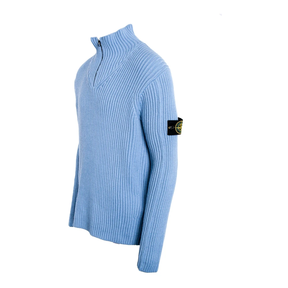 Stone Island Half-Zip Rolkraag Trui Blue Heren