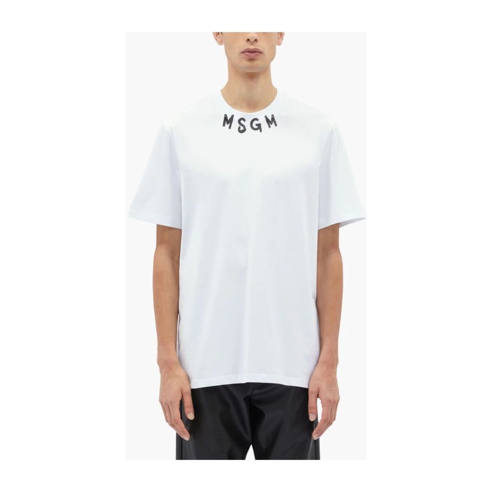 Msgm Katoenen T-shirt in 01C stijl White Heren