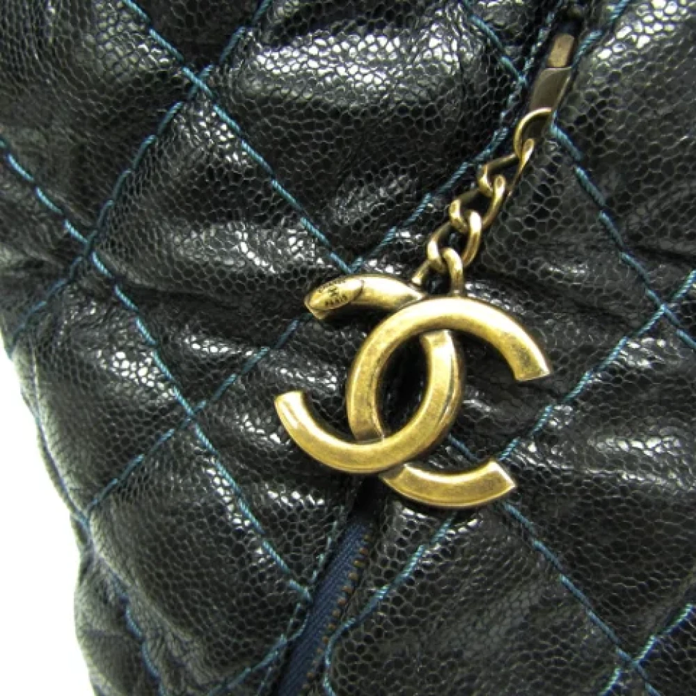 Chanel Vintage Pre-owned Leather chanel-bags Blue Dames